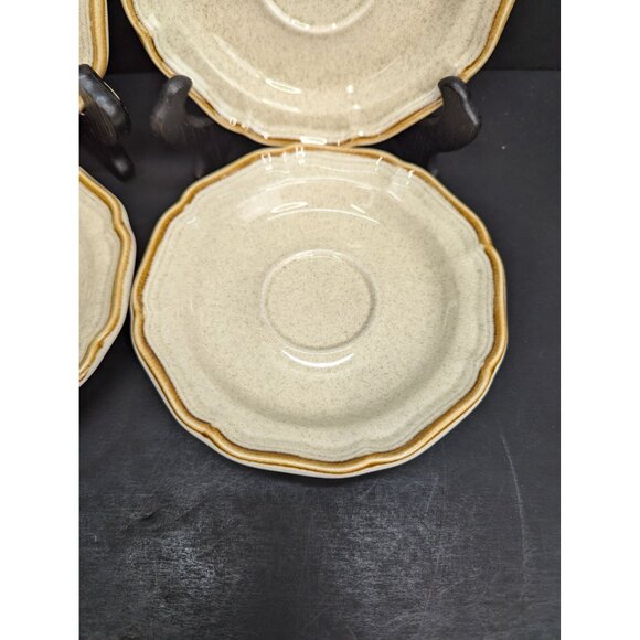 Mikasa Garden Club EC 400 Beige Brown Rim 6 1/4" Saucer Replacement Set of 4 - Picture 5 of 9